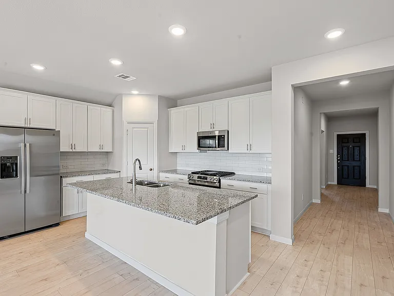 Kitchen with island dining