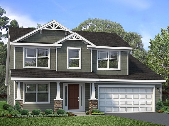 Exterior view of the Charlotte plan by S A Homes - 2 story home with full front porch, vinyl siding