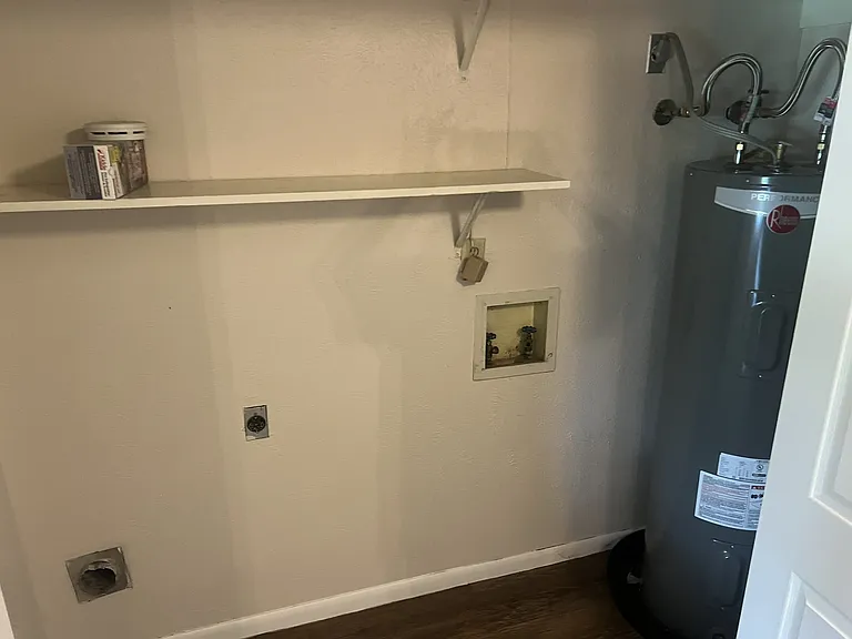 Washer & Dryer hook ups + storage
