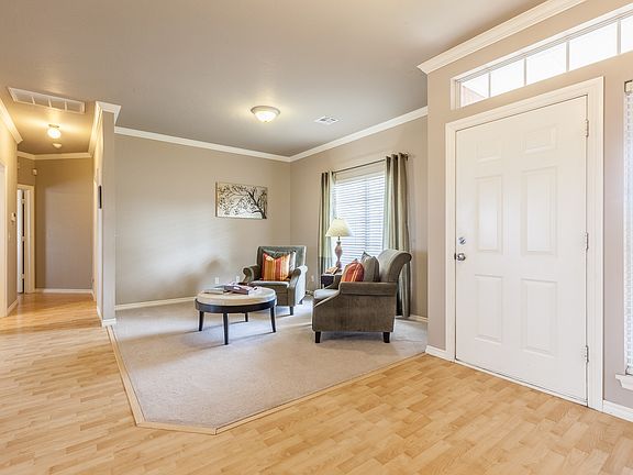 Front entry with wood floors