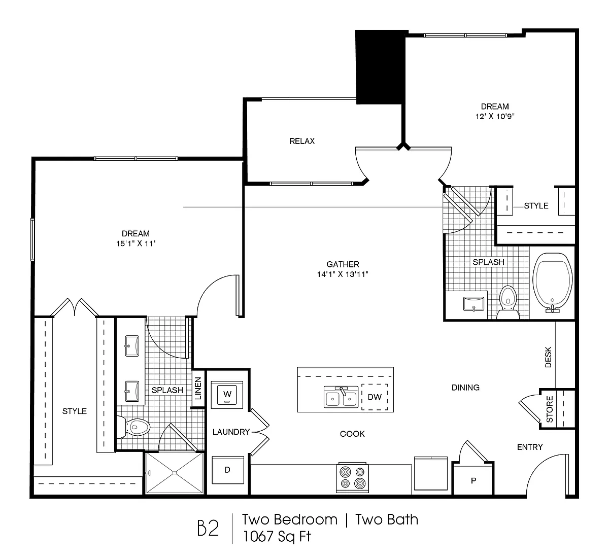 Floor plan Two Bedroom Two Bathroom