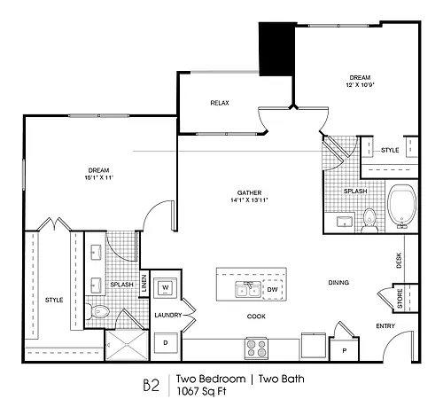 Floor plan Two Bedroom Two Bathroom