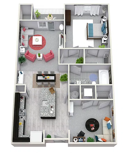 Floor plan 1 Bedroom 1 Bath 821 sqft A3