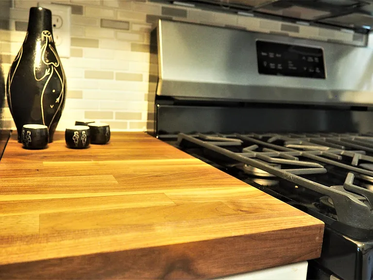 Wood block cutting board counter
