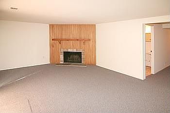 Family Room with Wood Burning Fireplace and Walk Out to Yard