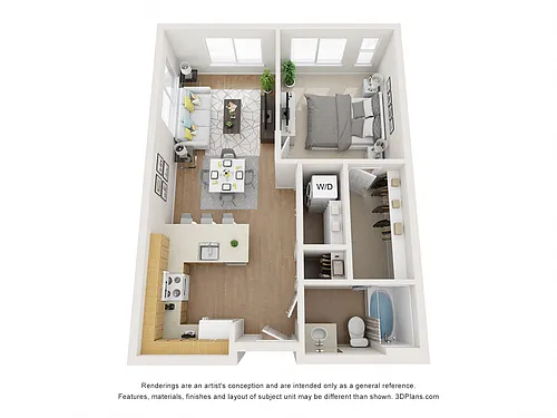 Floor plan 1 Bed 1 Bath 630 sqft