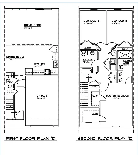 Floor plan Two story townhome