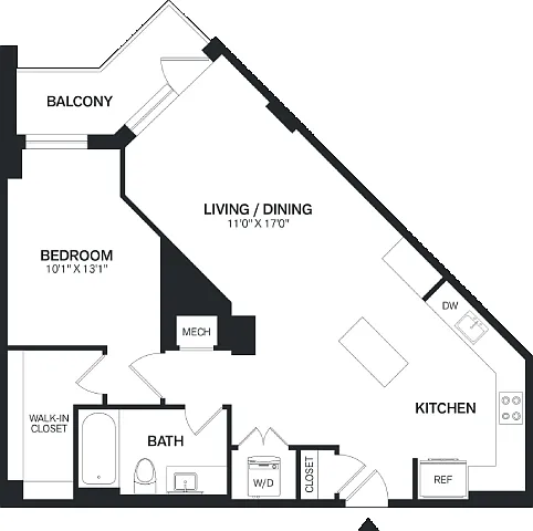 Floor plan 1 Bed/1 Bath-A10