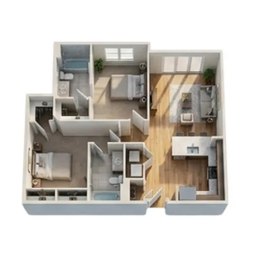 Floor plan 2BR/2BA - B2
