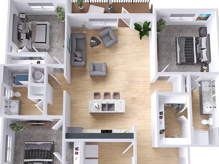 Three Bedroom, Two Bathroom Apartment