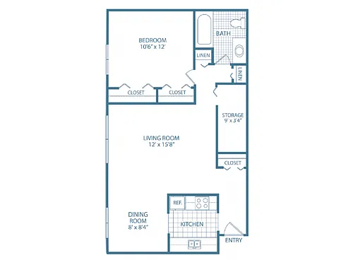 Floor plan One Bed One Bath