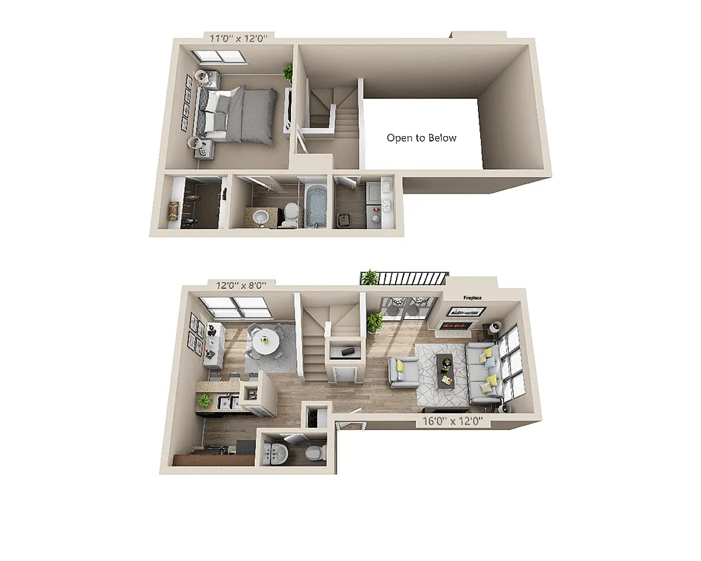 Floor plan One Bedroom A1.5RW