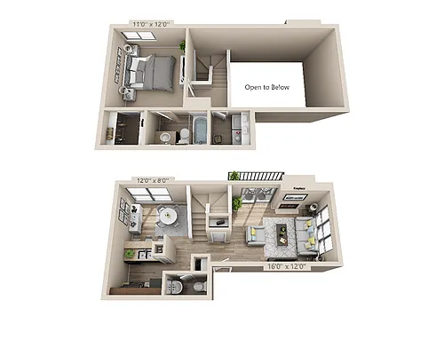 Floor plan One Bedroom A1.5RW