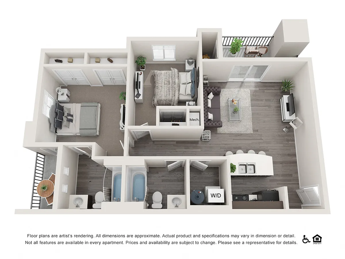 Floor plan 2 Bedroom 2 Bathroom Small