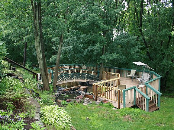Deck & bridge over pond