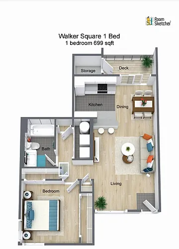 Floor plan 1 bed 1 bath