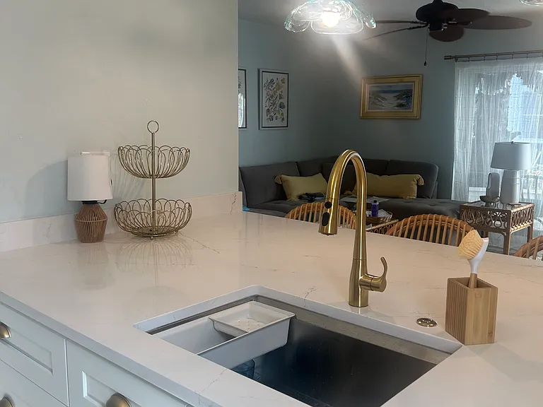 Brand New Kitchen Island with Four Barstools for Additional DIning