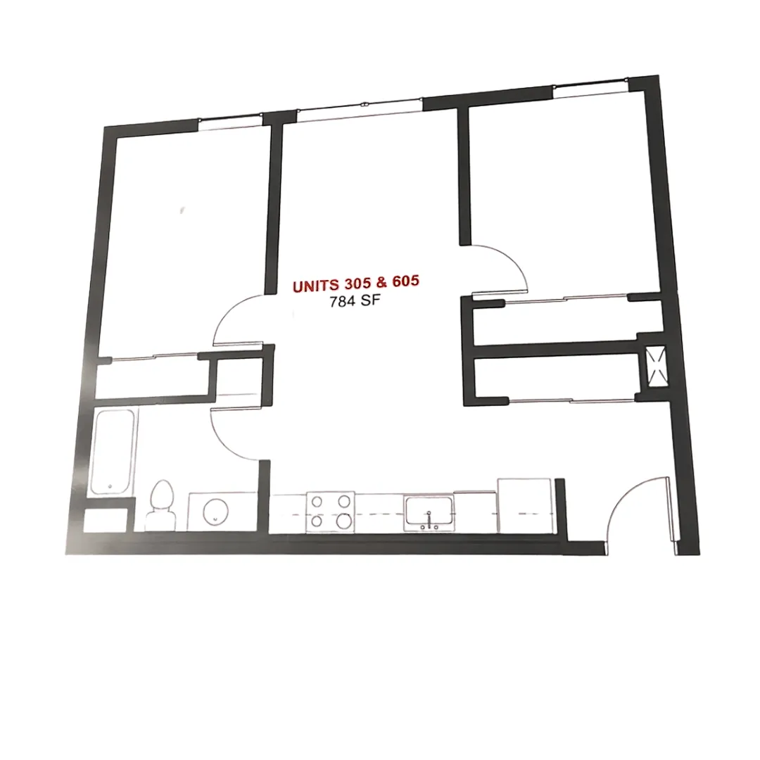 Floor plan 2 Bedroom 1 Bath