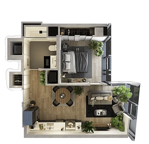 Floor plan 1 Bed-1 Bath-T-10