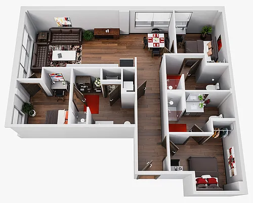 Floor plan The U 3BR 3BA The Andres
