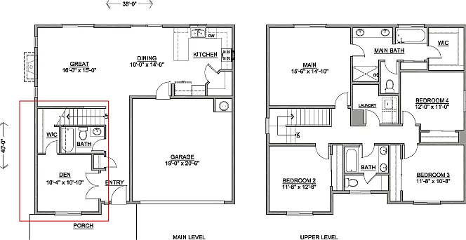 Den used as Main Level Bedroom