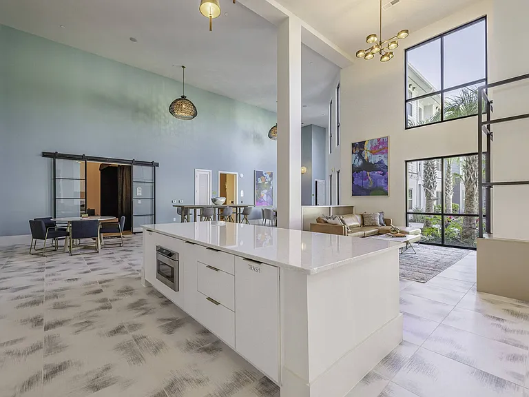 Clubhouse Kitchen with Lounging Areas