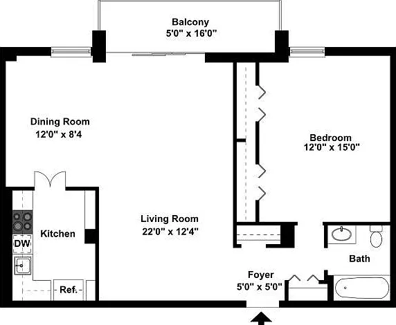 2D Floor Plan of One Bedroom Tier 4 2D Floor Plan of One Bedroom Tier 4