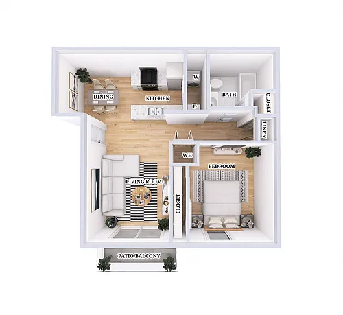 Floor plan 1 Bed, 1 Bath - 675 Sq. Ft. (Affordable*)