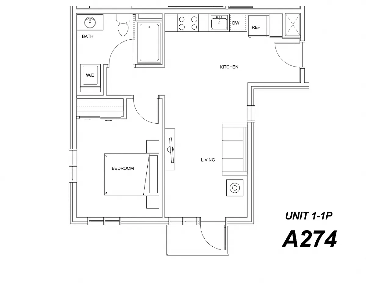 Floor plan One Bed One Bath P