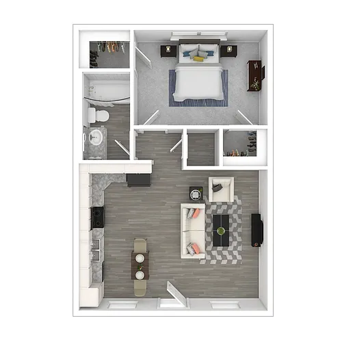 Floor plan Income-Restricted 1 Bedroom, 1 Bath