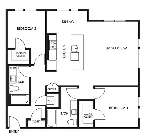 Floor plan 2 Bed 2 Bath Podium - 1183A