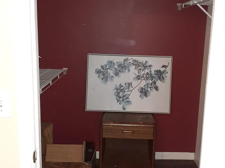Walk-in closet with double wire shelving and open floor space for organizers, shoes, and folded storage.
