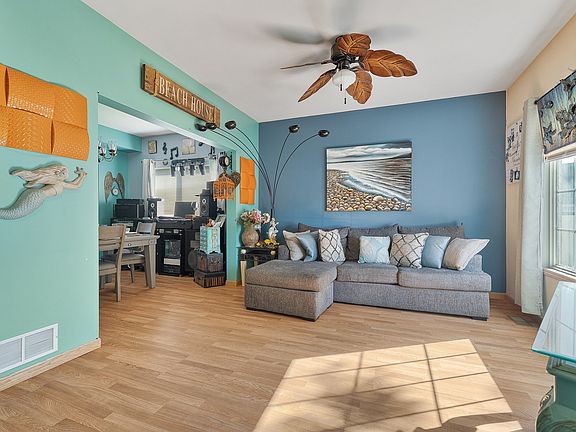 View looking from stairway into living room