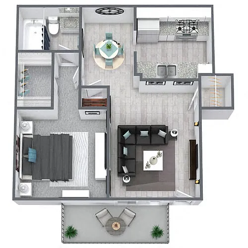 Floor plan A1: 1 Bed 1 Bath