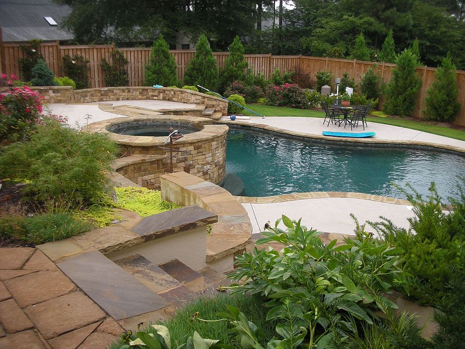 a view of the new salt water pool and spa