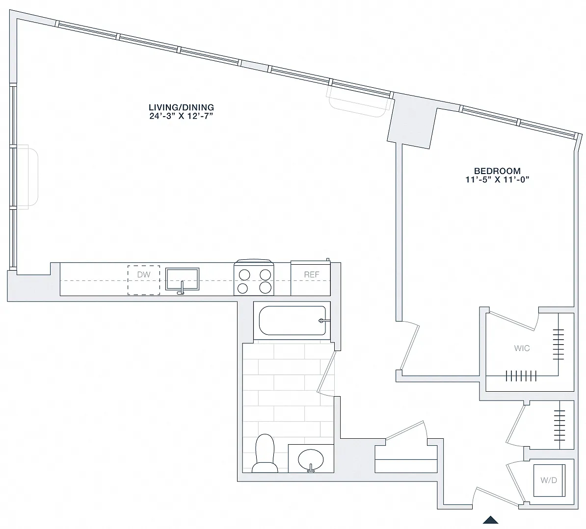 Floor plan 1 BED 1 BATH 800 RSF