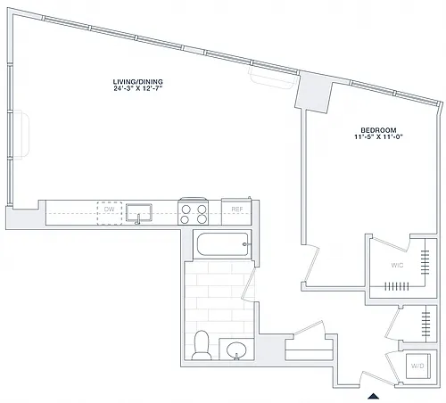 Floor plan 1 BED 1 BATH 800 RSF
