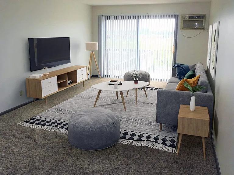 Living Room with Large Sliding Glass Doors!