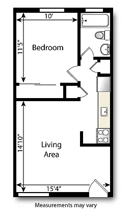 Floor plan 1 Bed / 1 Bath