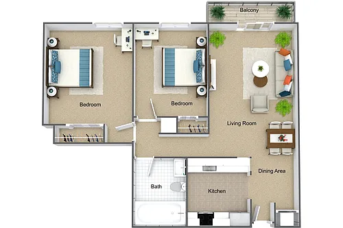 Floor plan Two Bed One Bath
