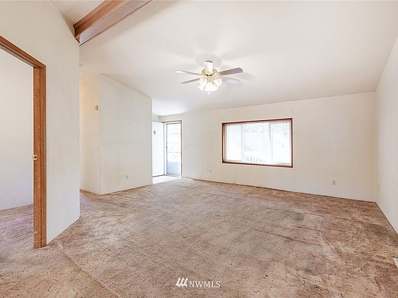 View of living room and back door. 