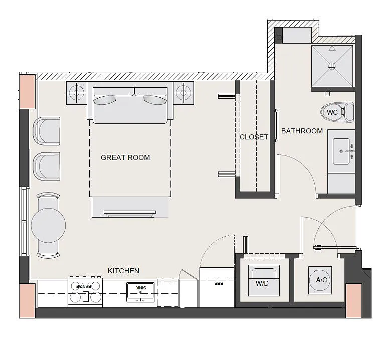 Floor plan 0x1 - 460sqft - S13 - W120