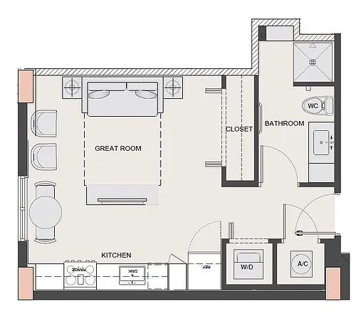 Floor plan 0x1 - 460sqft - S13 - W80