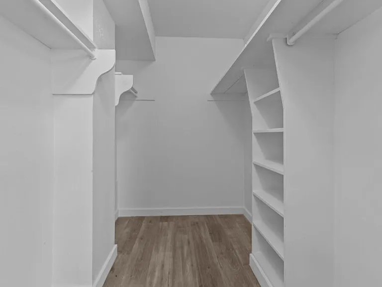 Ample storage space with built-in shelving