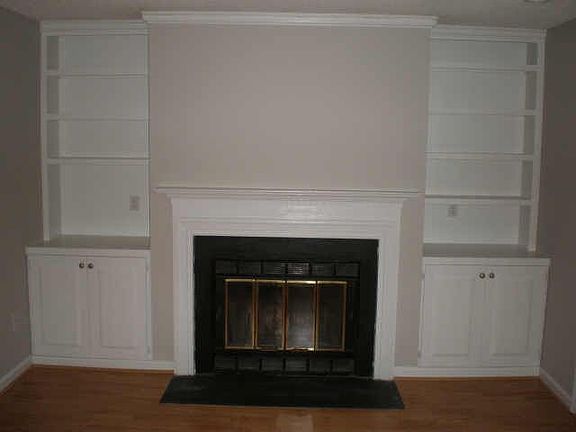 Built-In near cozy fireplace