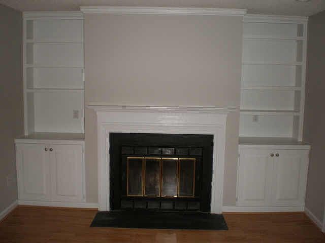 Built-In near cozy fireplace