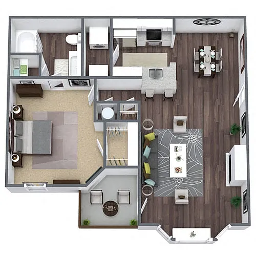 Floor plan A2: 1 Bed 1 Bath