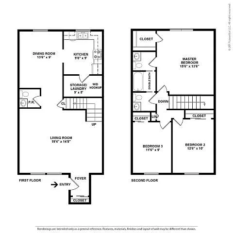 Floor plan Three Bedroom Townhome