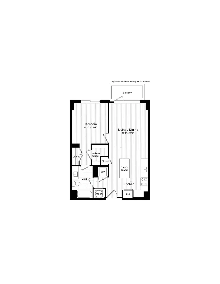 Floor plan A05a One Bedroom One Bath