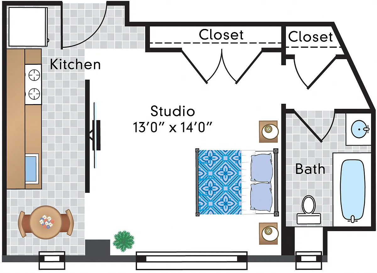 Floor plan Renovated Studio 11 Tier